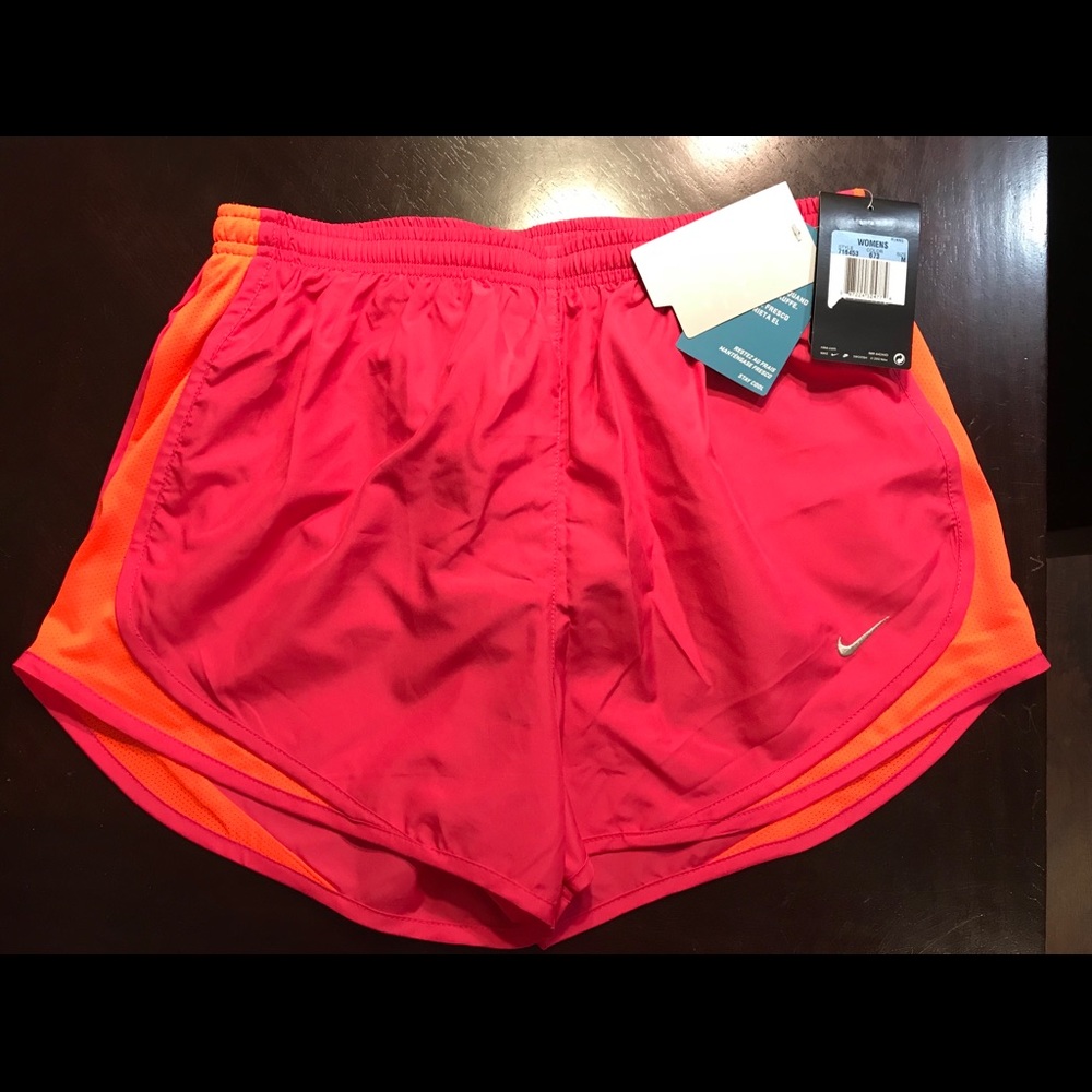 Nike pink and orange running shorts